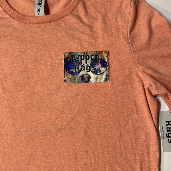 Ripped Rags Womens Coral Distressed Edgy Grunge Deconstructed Tshirt Sz M - Picture 2 of 9